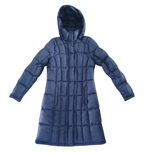 North Face Womens Metropolis Long Length Goose Down Navy Blue Parka